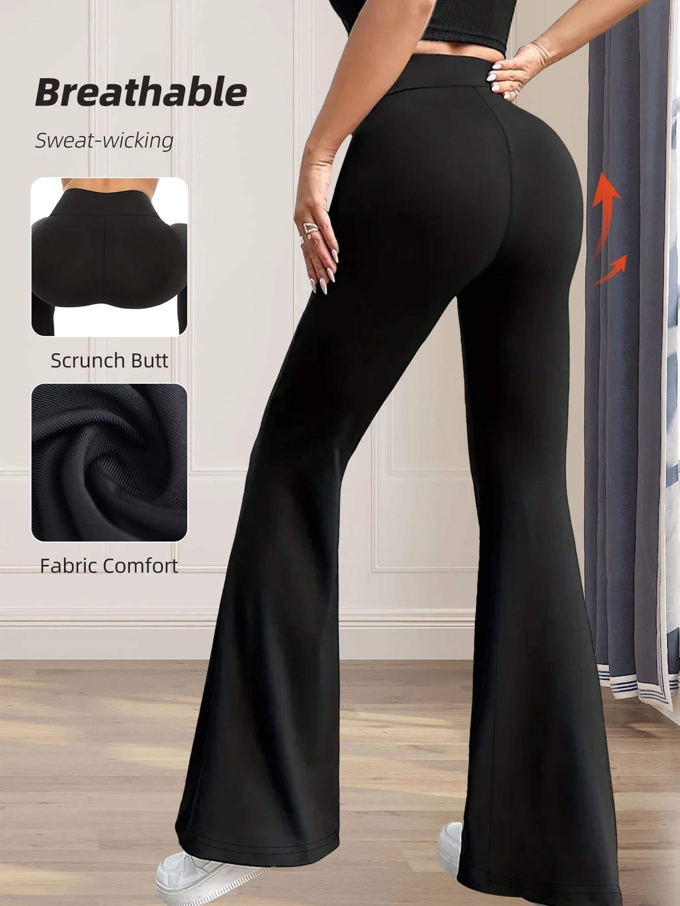 spring and summer high waisted tight fitting flared pants