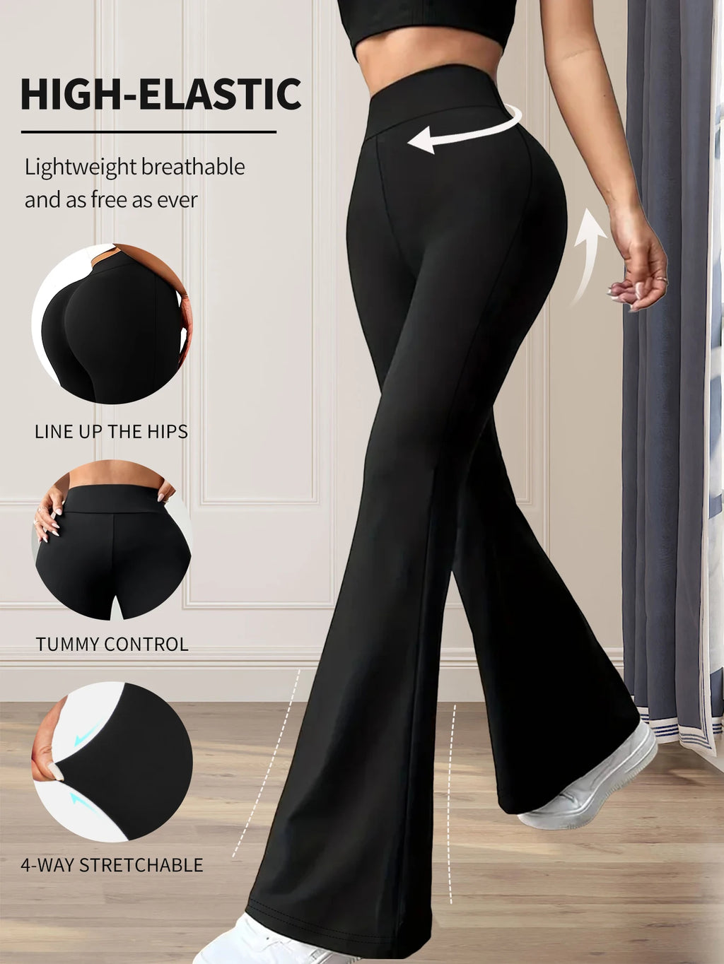 spring and summer high waisted tight fitting flared pants