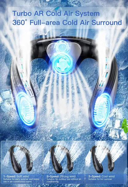 New Neck Air Conditioner Portable Neck Fan Rechargeable Semiconductor Cooling Bladeless Fan Outdoor Personal Fan Wearable Cooler Aura Heaven