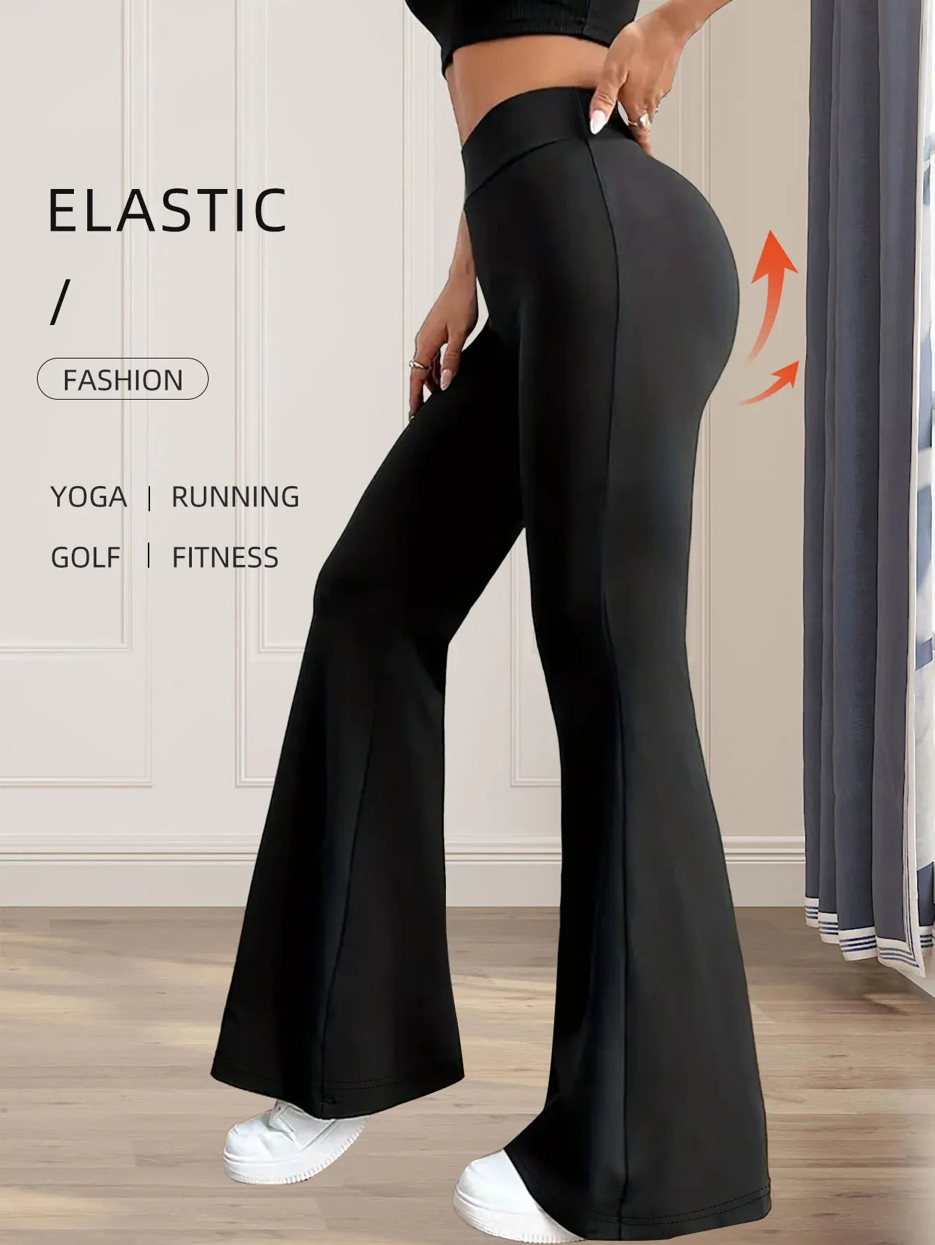 spring and summer high waisted tight fitting flared pants