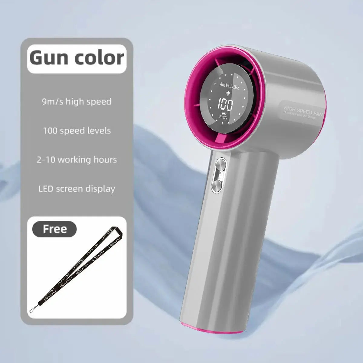 Portable Turbo Fan 4000mAh Handheld Fan Digital Display LED Display Fan 100 Wind Speed Super Long Battery Life Travel or Outdoor Aura Heaven