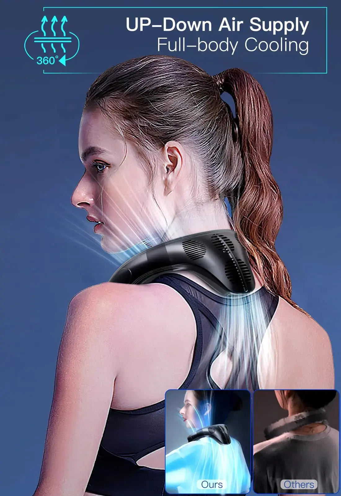 New Neck Air Conditioner Portable Neck Fan Rechargeable Semiconductor Cooling Bladeless Fan Outdoor Personal Fan Wearable Cooler Aura Heaven