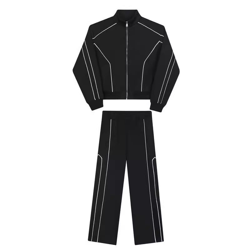 Sleek Edgy Casual Wide-leg Pants Sports Suit With Wide-leg Pants