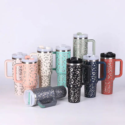 40 Oz Tumbler With Handle Straw Insulated, Stainless Steel Spill Proof Vacuum Aura Heaven