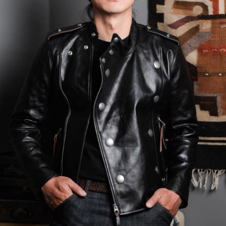 Springautumn Turn-down Collar Biker Leather Jacket