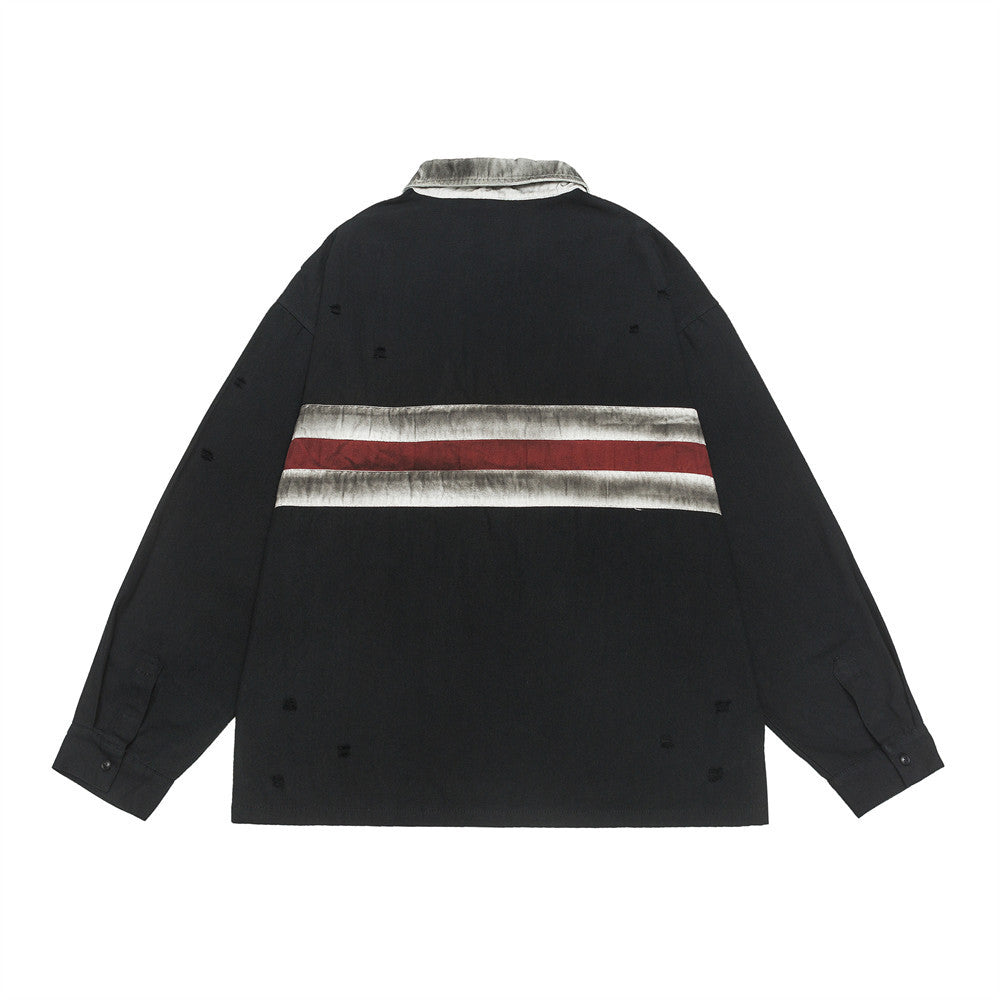 Patchwork Long Sleeve Polo