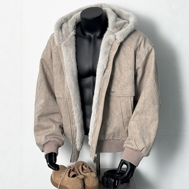 New Winter Men's Retro Marble-Textured Cotton Padded Jacket