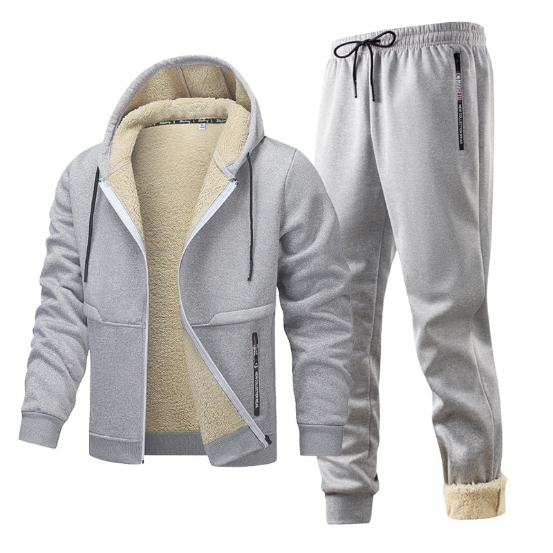 Fleece-Quilted Set With Hoodie And Fleece-Lined Jacket For Men