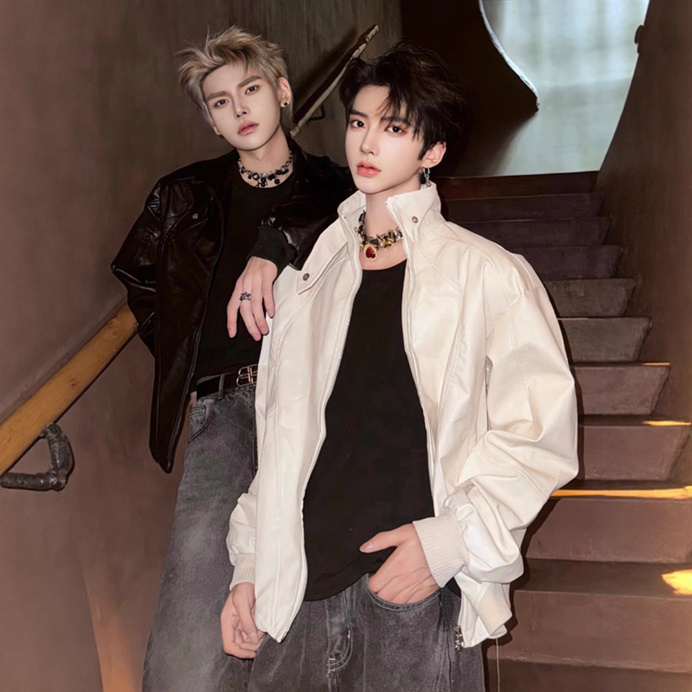 Men's Stylish Casual Short Leather Jacket