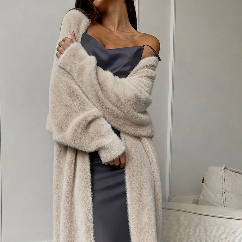 Slouchy Open Front Duster Coat, Fuzzy Cozy Layer