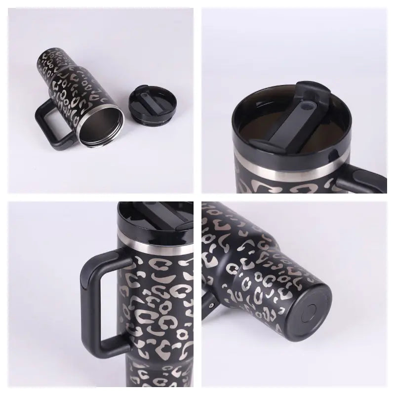 40 Oz Tumbler With Handle Straw Insulated, Stainless Steel Spill Proof Vacuum Aura Heaven