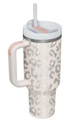 40 Oz Tumbler With Handle Straw Insulated, Stainless Steel Spill Proof Vacuum Aura Heaven