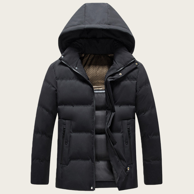 Padded Cotton Coat With Fleece-Lined Detachable Hood