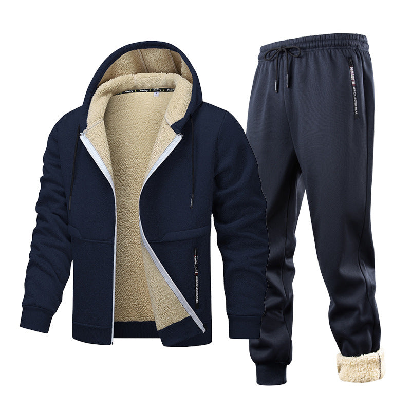 Fleece-Quilted Set With Hoodie And Fleece-Lined Jacket For Men