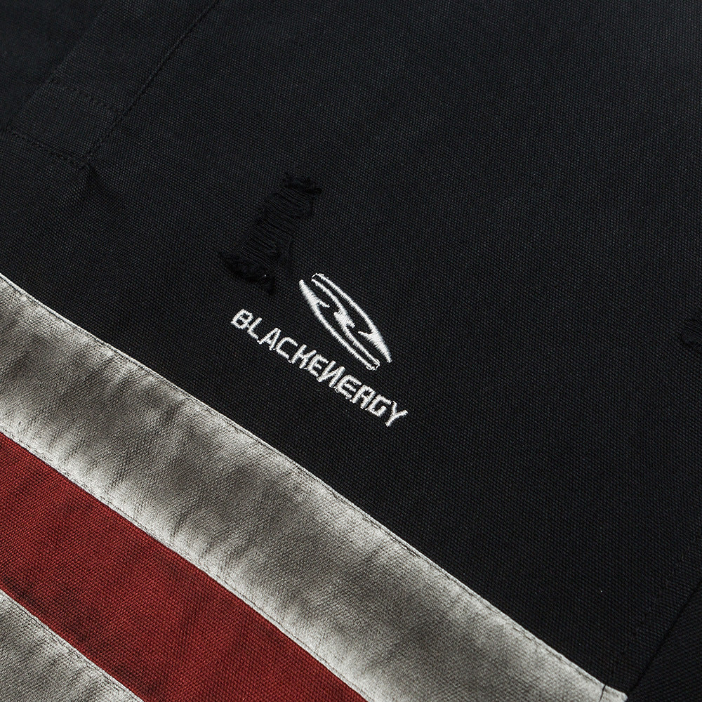 Patchwork Long Sleeve Polo