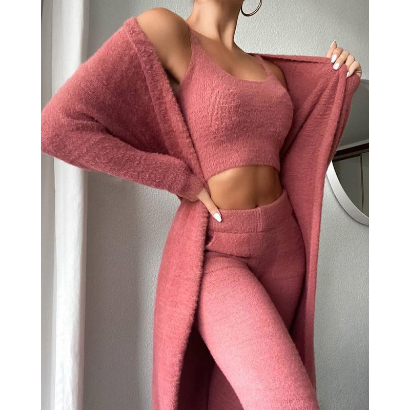 3 Piece Lounge Set, Cute Loungewear, Warm Suit Sets, Women Winter Dress