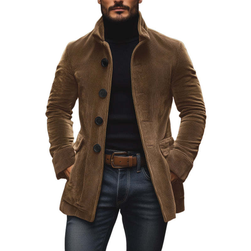 Jacket Winter Stand Collar Button-up Coat Casual Blazer Outerwear Clothing
