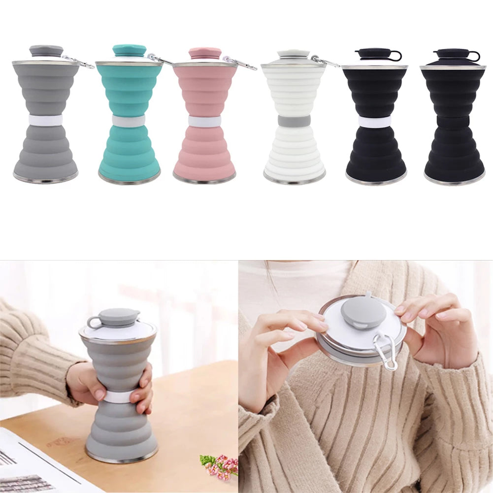 500ml Foldable Silicone Sports Bottle – side view | Aura Heaven