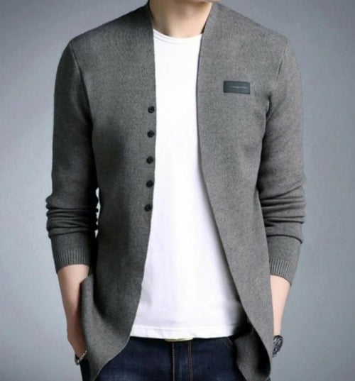 Slim Fit Cardigan with Button Design
