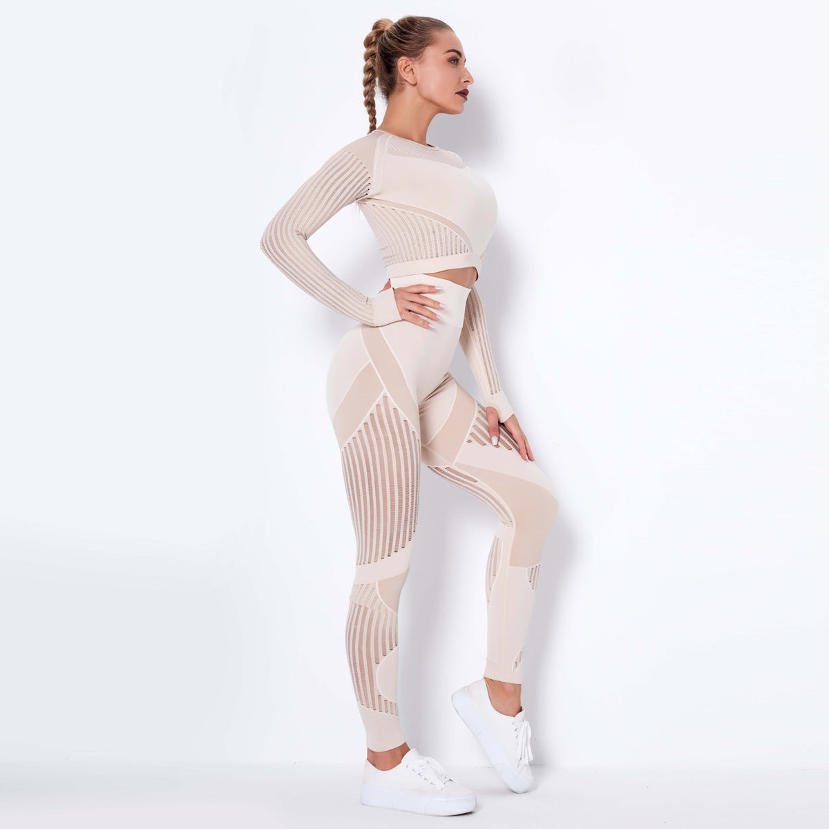 Seamless Knitted Absorbent Yoga Long-Sleeved Suit Yoga Wearsuit Aura Heaven