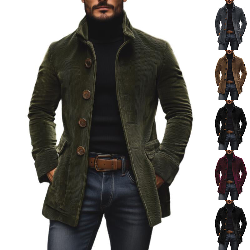 Jacket Winter Stand Collar Button-up Coat Casual Blazer Outerwear Clothing