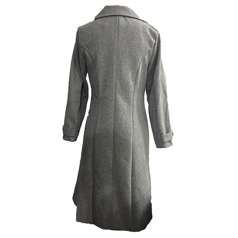 Fall Winter Double Breasted Wool Coat Long Sleeve Notch Lapel Midi Long Trench Coat