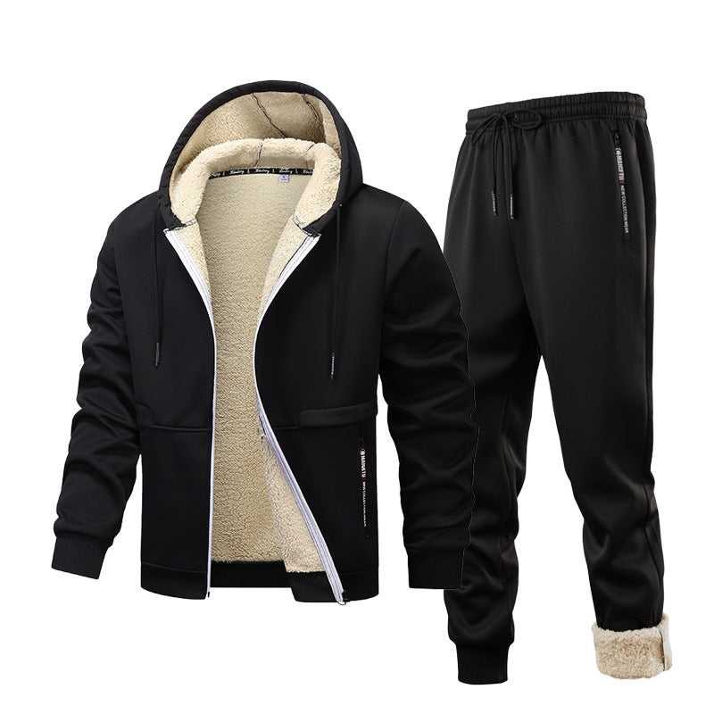 Fleece-Quilted Set With Hoodie And Fleece-Lined Jacket For Men