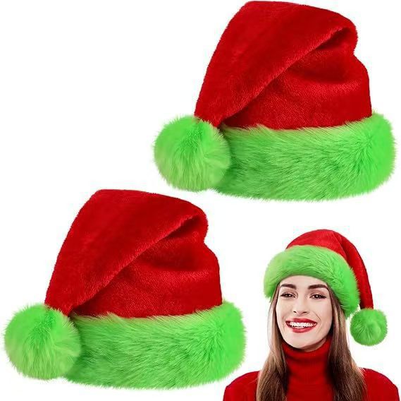 Plush Santa Hats Velvet Christmas Hat With Lined New Year Festive Party