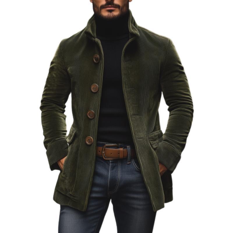 Jacket Winter Stand Collar Button-up Coat Casual Blazer Outerwear Clothing