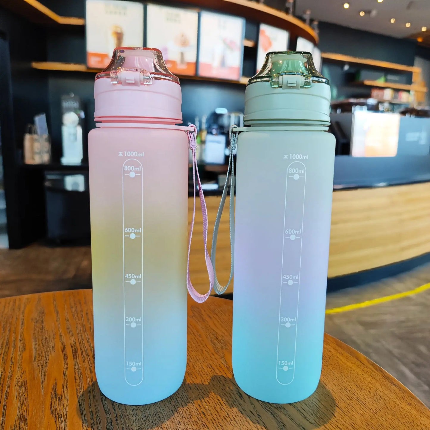 Rainbow Gradient Plastic Cup Sports Cup Outdoor Gym Couple Large Capacity 1L Aura Heaven