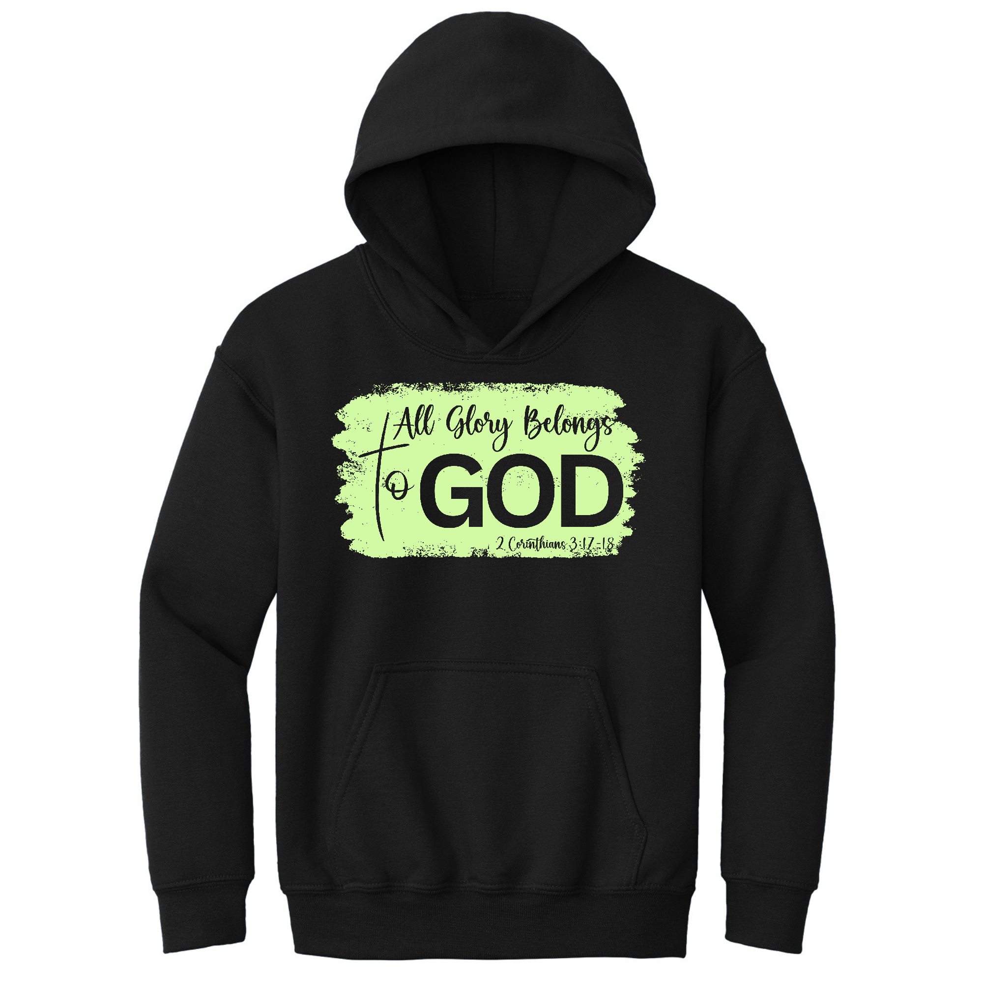 Long Sleeve Hoodie All Glory Belongs to God Christian Neon