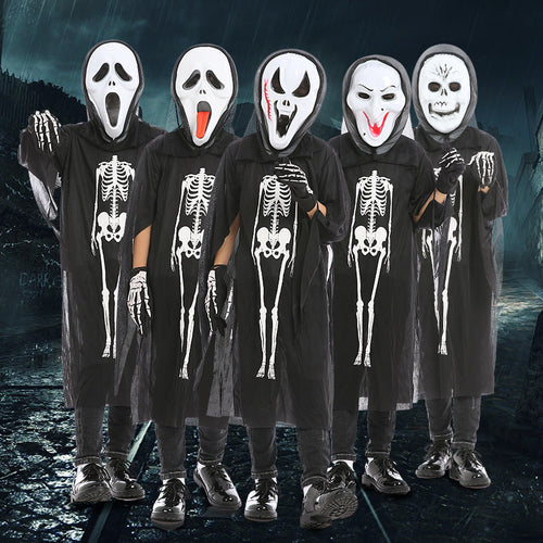 Halloween Skeleton Ghost Clothes & Gloves & Masks Sets